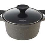 סיר יציקה 20ס"מ מסדרת STONE  מבית Lock&Lock עם תחתית אינדוקציה בציפוי אבן שיש פנימי/חיצוני LCA6202D