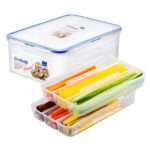 קופסת אחסון הרמטית 2.6 ל' עם חלוקה ל-6  תאים Lock&Lock החלוקה היא ל- 2 מגשים של 3 תאים הניתנים לשליפה. מידות: 24.8x18x9.3 ס"מ דגם 826T