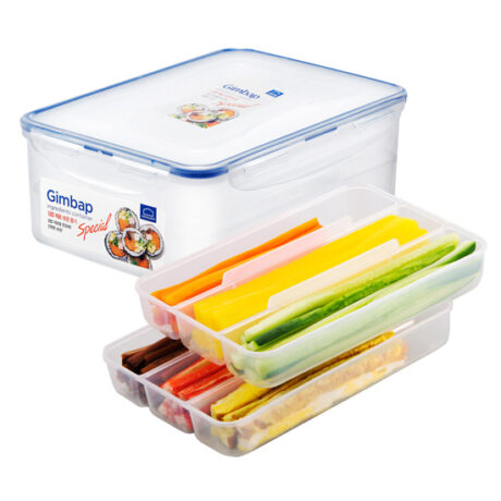 קופסת אחסון הרמטית 2.6 ל' עם חלוקה ל-6  תאים Lock&Lock החלוקה היא ל- 2 מגשים של 3 תאים הניתנים לשליפה. מידות: 24.8x18x9.3 ס"מ דגם 826T