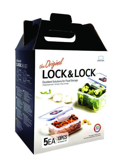 סט 5 קופסאות אחסון הרמטית Lock&Lock ארוז באריזת מתנה דגם HPL815SG5