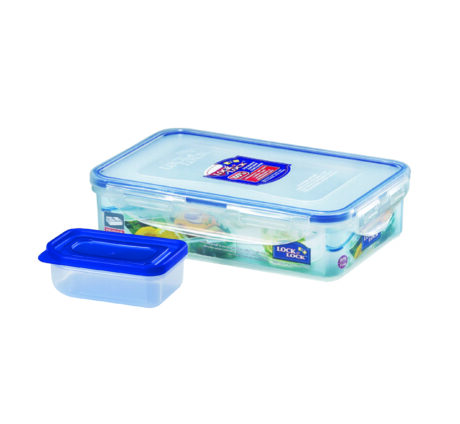 קופסת אחסון Lock&Lock הרמטית 800 מ"ל בתוספת קופסא פנימית לרטבים/סלטים 150 מ"ל דגם 816L מידות: 5.2x13.4x20.5 ס"מ