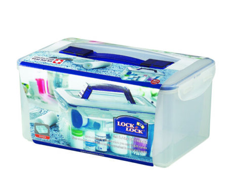קופסת אחסון Lock&Lock לעזרה ראשונה/כלי עבודה 5 ל' עם חלוקה פנימית נשלפת לתאים בגדלים שונים. מידות: 14.4x18.2x29.3 ס"מ דגם 891