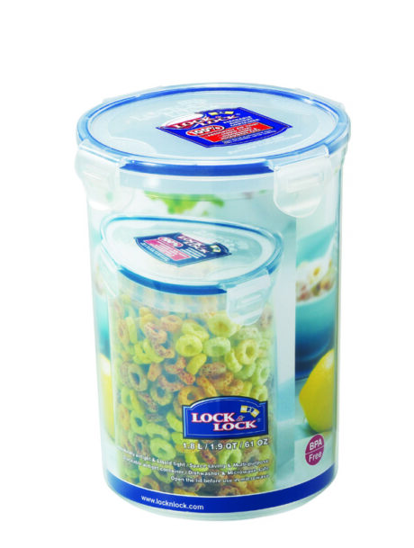 קופסת אחסון Lock&Lock עגולה הרמטית 1.8 ל' קוטר: 14.2 ס"מ גובה: 18.6 ס"מ דגם 933D