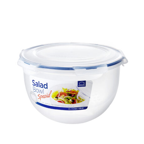 קופסת Lock&Lock עגולה לסלט עם מסננת פנימית- 4 ל' המסננת מיועדת לניקוז הנוזלים. קוטר 24.4 ס"מ גובה: 15.8 ס"מ דגם HSM957