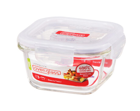 תבנית זכוכית מרובעת Lock&Lock אובן גלאס 300 מ"ל. מידות: 12x12x6.5 ס"מ דגם LLG 205