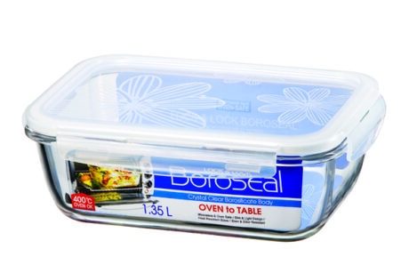 תבנית זכוכית מלבנית Lock&Lock בורוסיל 1.35 ליטר. מידות: 7.8x16.2x22.3 ס"מ דגם LLG448