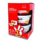 סט 3 קופסאות זכוכית עגולות 380 מ"ל בקוטר: 13 ס"מ וגובה: 6.5 ס"מ Lock&Lock מסדרת אובן גלאס דגם LLG821S3 באריזת מתנה