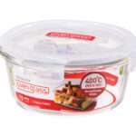 תבנית זכוכית עגולה Lock&Lock בורוסיל 650 מ"ל. קוטר: 15.5 ס"מ גובה: 7.5 ס"מ. דגם LLG831