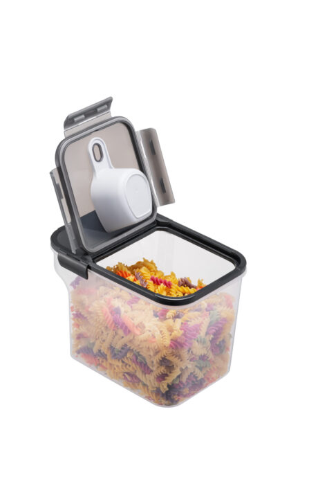 מיכל אחסון פלסטיק למזווה 5 ליטר עם ידית אחיזה וכף מזיגה דגם HPL992