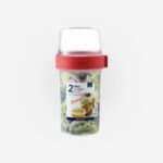 קופסת אחסון Lock&Lock דו צדדית. חלק עליון 310מ"ל+חלק תחתון 760מ"ל מידות: 21.3x9.9x10.5 ס"מ דגם LLS223