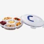 קברט / קופסת אחסון עגולה מחולקת ל-6 תאים Lock&Lock עם מכסה וידית נשיאה 2.3 ליטר דגם HSM954C