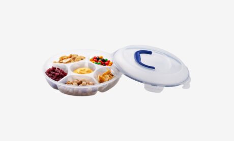 קברט / קופסת אחסון עגולה מחולקת ל-6 תאים Lock&Lock עם מכסה וידית נשיאה 2.3 ליטר דגם HSM954C