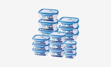 סט 15 קופסאות אחסון הרמטיות מסדרת "סאונד לוק" של Lock&Lock עם מכסה כחול