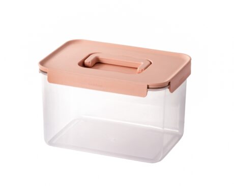 קופסת אחסון 6 ליטר מכסה בצבע ורוד עם ידית נשיאה מסדרת קלאסיק פלוס של Lock&Lock